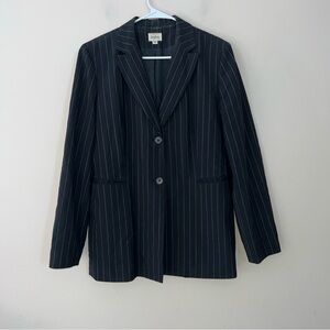 Vintage Neiman Marcus Women Blazer Size 12 Black Pin Stripe Minimalist Career